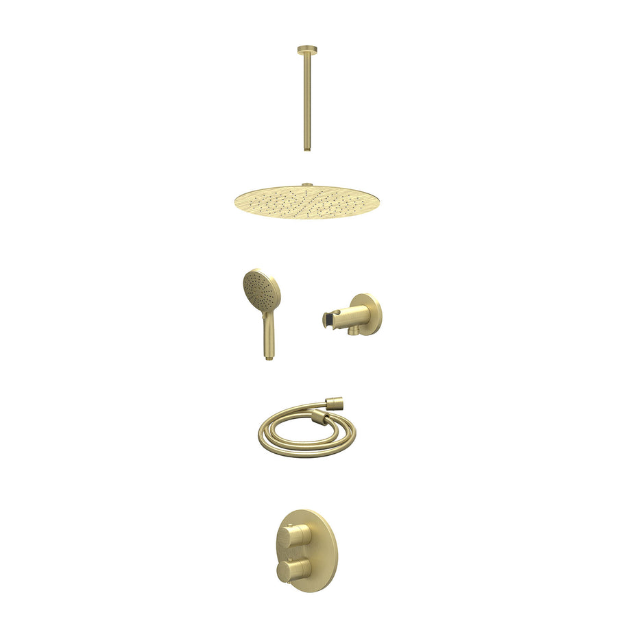 IVY Excl. inbouwbox regendoucheset inbouwthermostaatkraan met 2-weg stop-omstel, plafondbuis 30cm, R30cmSL, houder met uitlaat, doucheslang 150cm en 3-standen handdouche – Gebr. ma