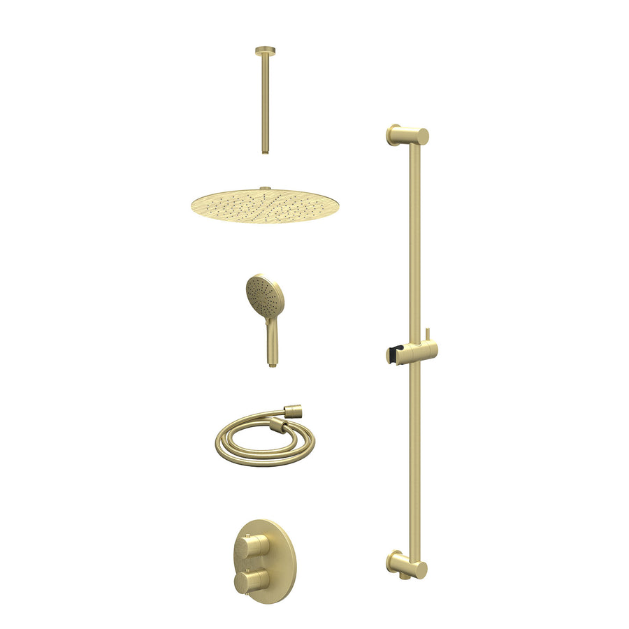 IVY Excl. inbouwbox regendoucheset inbouwthermostaatkraan met 2-weg stop-omstel, plafondbuis 30cm, R30cmSL, glijstang met uitlaat, doucheslang 150cm en 3-standen handdouche – Gebr.