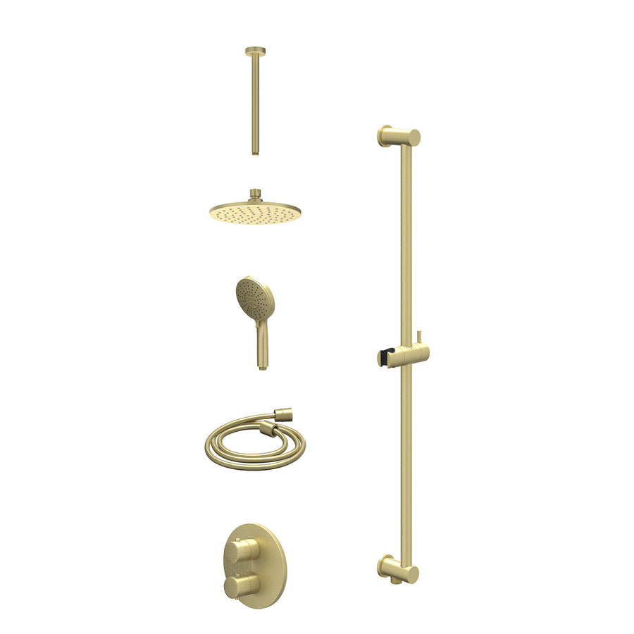 IVY Excl. inbouwbox regendoucheset inbouwthermostaatkraan met 2-weg stop-omstel, plafondbuis 30cm, R20cmME, glijstang met uitlaat, doucheslang 150cm en 3-standen handdouche – Gebr.