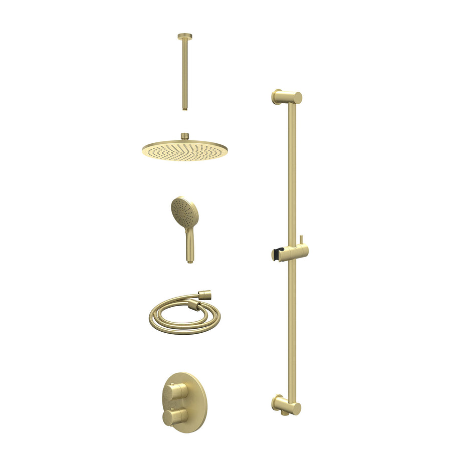 IVY Excl. inbouwbox regendoucheset inbouwthermostaatkraan met 2-weg stop-omstel, plafondbuis 30cm, R25cmME, glijstang met uitlaat, doucheslang 150cm en 3-standen handdouche – Gebr.