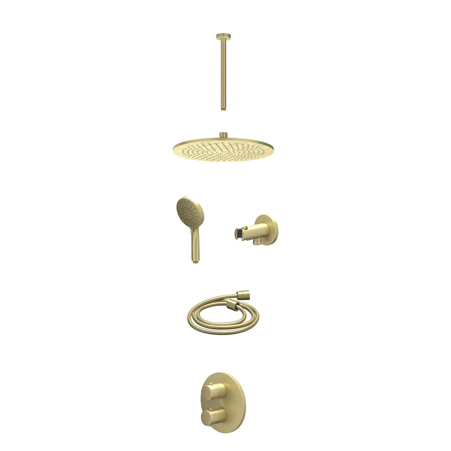IVY Excl. inbouwbox regendoucheset inbouwthermostaatkraan met 2-weg stop-omstel, plafondbuis 30cm, R30cmME, houder met uitlaat, doucheslang 150cm en 3-standen handdouche – Gebr. ma
