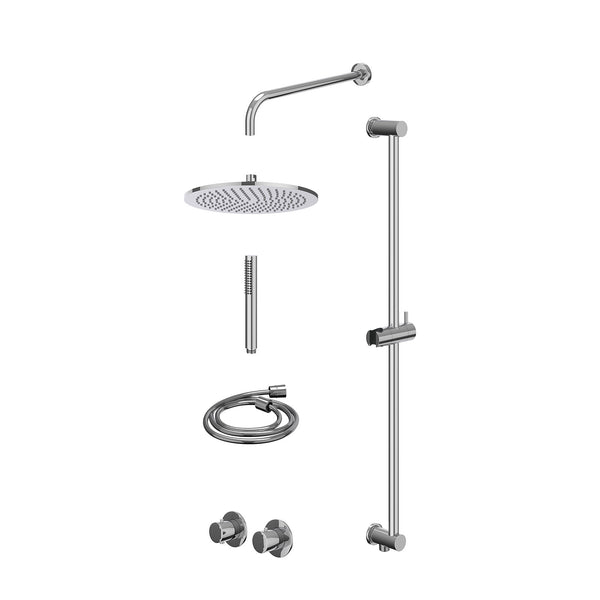 Excl. inbouwbox regendoucheset inbouwthermostaatkraan met 2-weg stop-omstel symmetry, 40cm wandarm, R30cmME, glijstang met uitlaat, doucheslang 150cm en staafmodel