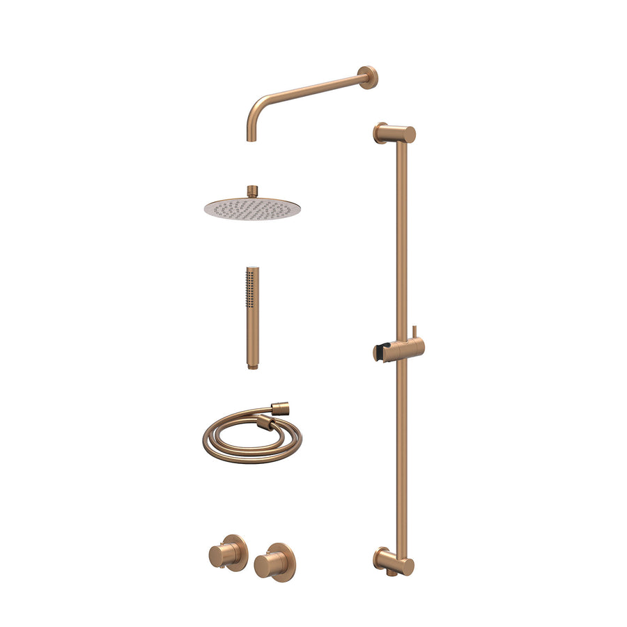 IVY Excl. inbouwbox regendoucheset inbouwthermostaatkraan met 2-weg stop-omstel symmetry, 40cm wandarm, R20cmSL, glijstang met uitlaat, doucheslang 150cm en staafmodel – Gebr. mat 