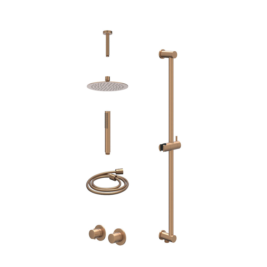 IVY Excl. inbouwbox regendoucheset inbouwthermostaatkraan met 2-weg stop-omstel symmetry, 15cm plafondbuis, R20cmSL, glijstang met uitlaat, doucheslang 150cm en staafmodel – Gebr. 