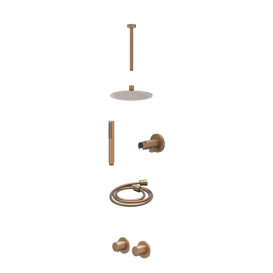IVY Excl. inbouwbox regendoucheset inbouwthermostaatkraan met 2-weg stop-omstel symmetry, 30cm plafondbuis, R20cmSL, houder met uitlaat, doucheslang 150cm en staafmodel – Gebr. mat