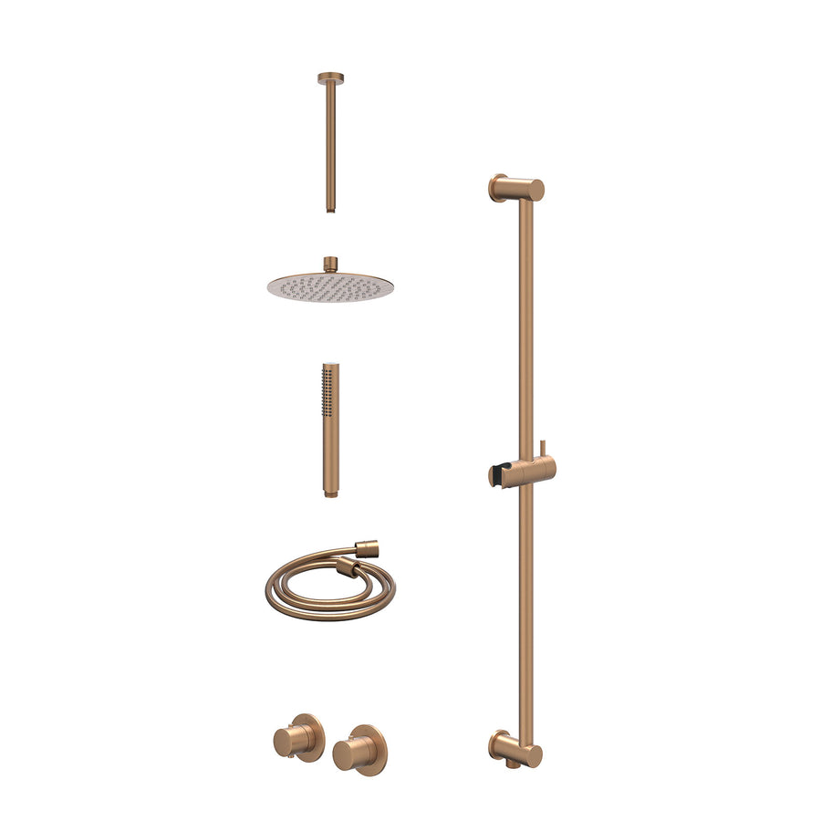 IVY Excl. inbouwbox regendoucheset inbouwthermostaatkraan met 2-weg stop-omstel symmetry, 30cm plafondbuis, R20cmSL, glijstang met uitlaat, doucheslang 150cm en staafmodel – Gebr. 