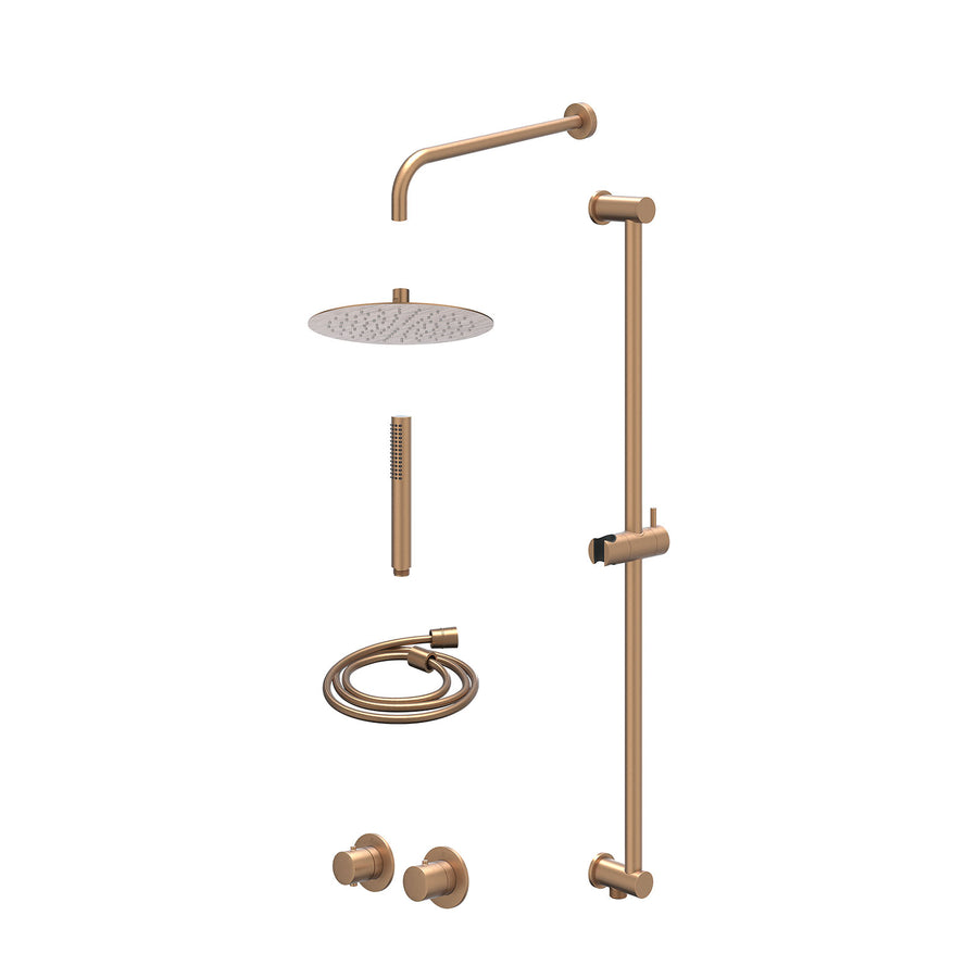 IVY Excl. inbouwbox regendoucheset inbouwthermostaatkraan met 2-weg stop-omstel symmetry, 40cm wandarm, R25cmSL, glijstang met uitlaat, doucheslang 150cm en staafmodel – Gebr. mat 