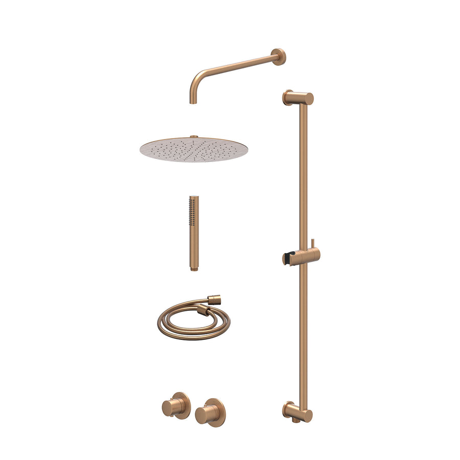 IVY Excl. inbouwbox regendoucheset inbouwthermostaatkraan met 2-weg stop-omstel symmetry, 40cm wandarm, R30cmSL, glijstang met uitlaat, doucheslang 150cm en staafmodel – Gebr. mat 