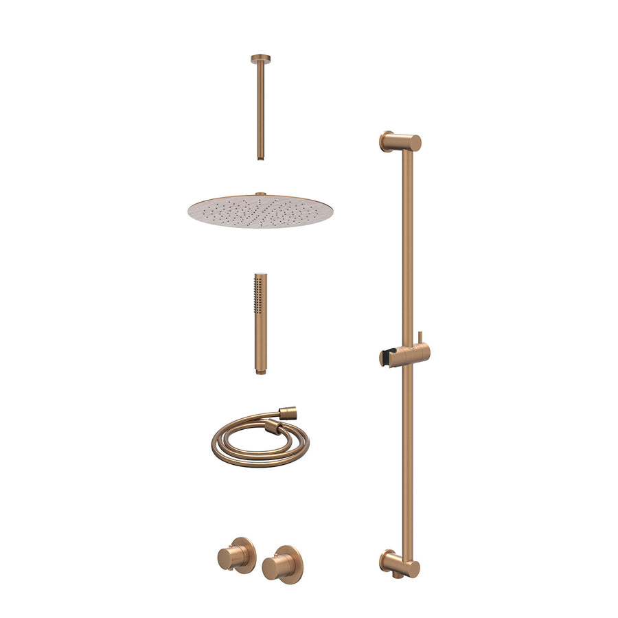 IVY Excl. inbouwbox regendoucheset inbouwthermostaatkraan met 2-weg stop-omstel symmetry, 30cm plafondbuis, R30cmSL, glijstang met uitlaat, doucheslang 150cm en staafmodel – Gebr. 