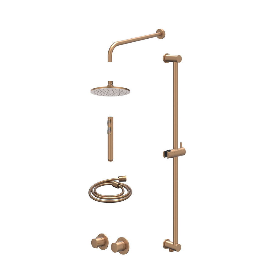 IVY Excl. inbouwbox regendoucheset inbouwthermostaatkraan met 2-weg stop-omstel symmetry, 40cm wandarm, R20cmME, glijstang met uitlaat, doucheslang 150cm en staafmodel – Gebr. mat 