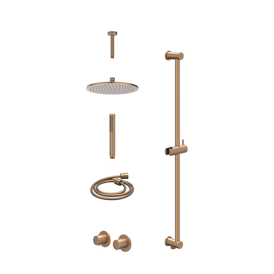 IVY Excl. inbouwbox regendoucheset inbouwthermostaatkraan met 2-weg stop-omstel symmetry, 15cm plafondbuis, R25cmME, glijstang met uitlaat, doucheslang 150cm en staafmodel – Gebr. 