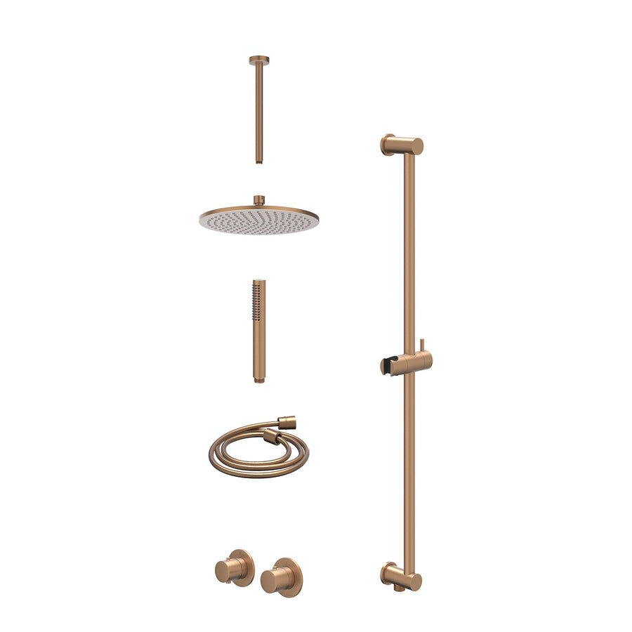 IVY Excl. inbouwbox regendoucheset inbouwthermostaatkraan met 2-weg stop-omstel symmetry, 30cm plafondbuis, R25cmME, glijstang met uitlaat, doucheslang 150cm en staafmodel – Gebr. 