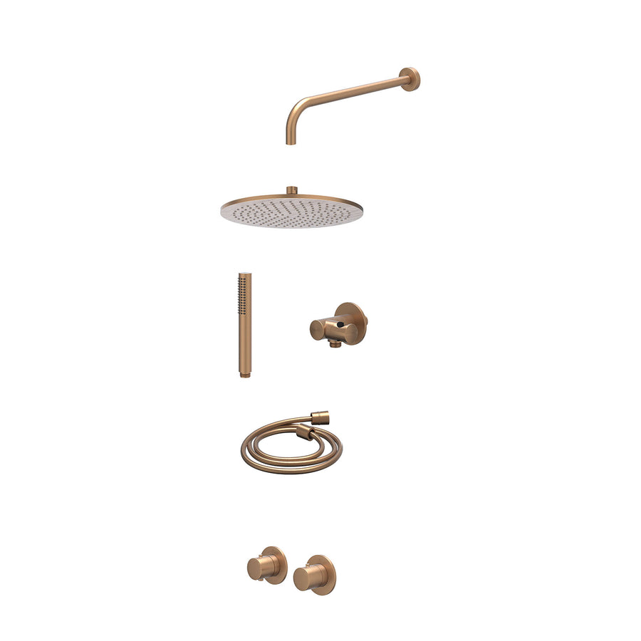 IVY Excl. inbouwbox regendoucheset inbouwthermostaatkraan met 2-weg stop-omstel symmetry, 40cm wandarm, R30cmME, verstelbare steun met geïnt. uitlaat, doucheslang 150cm en staafmod