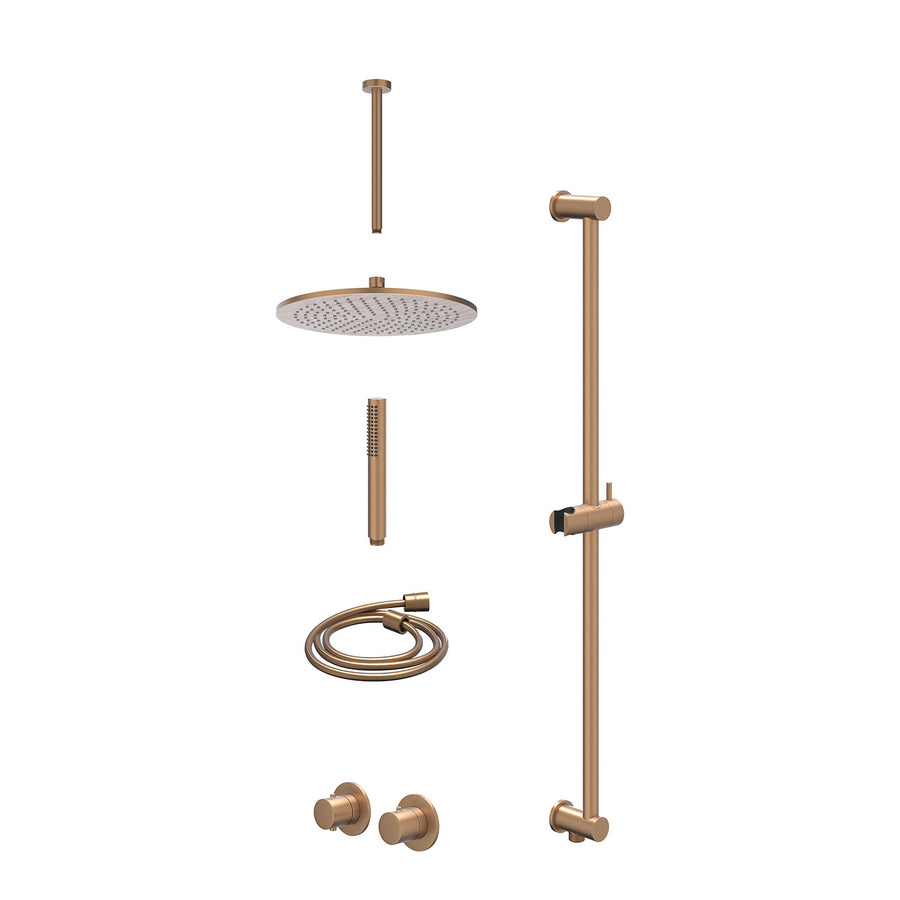 IVY Excl. inbouwbox regendoucheset inbouwthermostaatkraan met 2-weg stop-omstel symmetry, 30cm plafondbuis, R30cmME, glijstang met uitlaat, doucheslang 150cm en staafmodel – Gebr. 