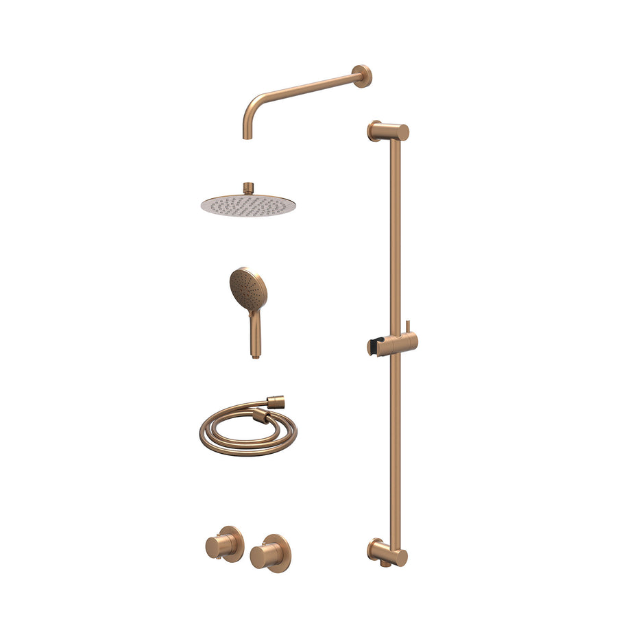 IVY Excl. inbouwbox regendoucheset inbouwthermostaatkraan met 2-weg stop-omstel symmetry, 40cm wandarm, R20cmSL, glijstang met uitlaat, doucheslang 150cm en 3-standen handdouche – 