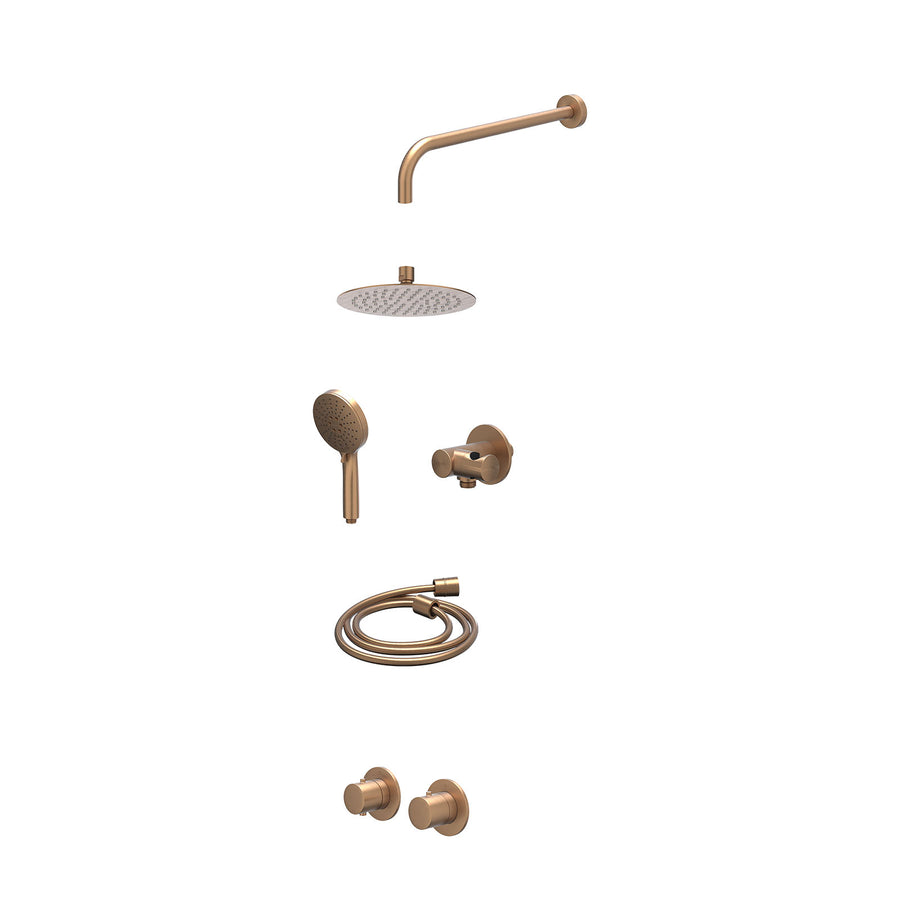IVY Excl. inbouwbox regendoucheset inbouwthermostaatkraan met 2-weg stop-omstel symmetry, 40cm wandarm, R20cmSL, verstelbare steun met geïnt. uitlaat, doucheslang 150cm en 3-stande