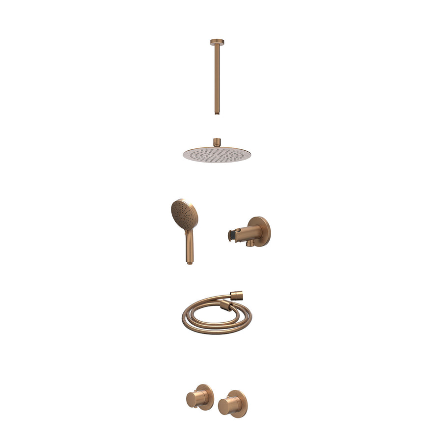 IVY Excl. inbouwbox regendoucheset inbouwthermostaatkraan met 2-weg stop-omstel symmetry, 30cm plafondbuis, R20cmSL, houder met uitlaat, doucheslang 150cm en 3-standen handdouche –