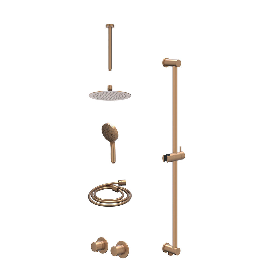 IVY Excl. inbouwbox regendoucheset inbouwthermostaatkraan met 2-weg stop-omstel symmetry, 30cm plafondbuis, R20cmSL, glijstang met uitlaat, doucheslang 150cm en 3-standen handdouch