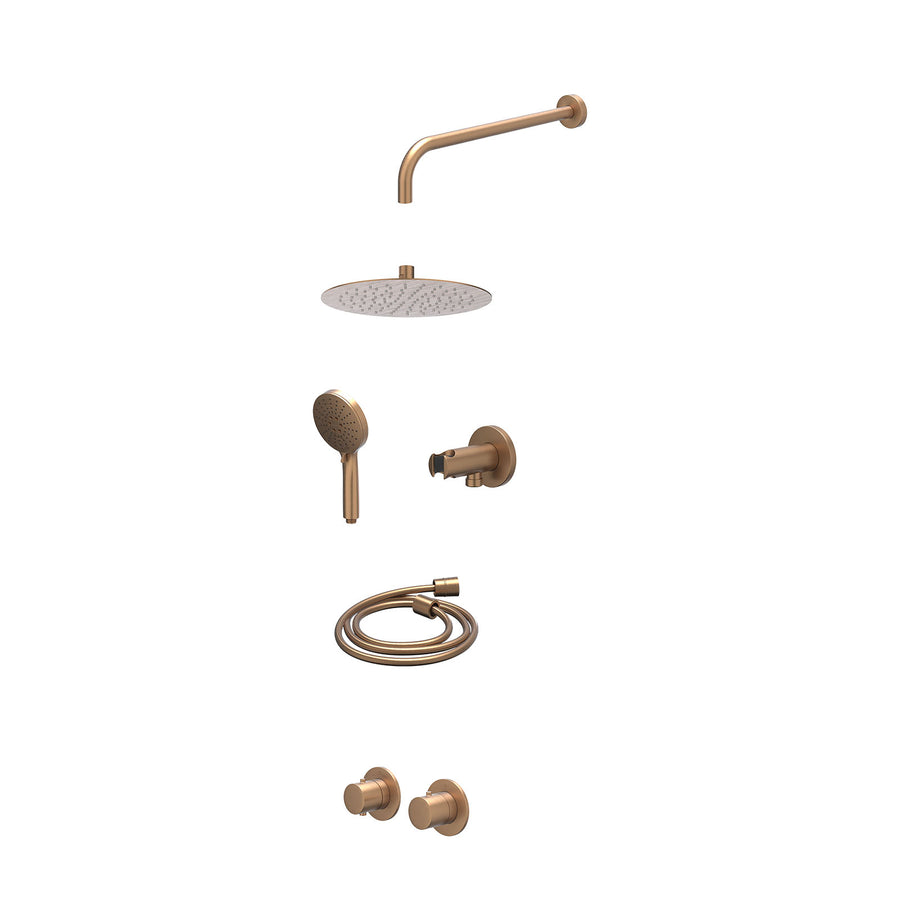 IVY Excl. inbouwbox regendoucheset inbouwthermostaatkraan met 2-weg stop-omstel symmetry, 40cm wandarm, R25cmSL, houder met uitlaat, doucheslang 150cm en 3-standen handdouche – Geb