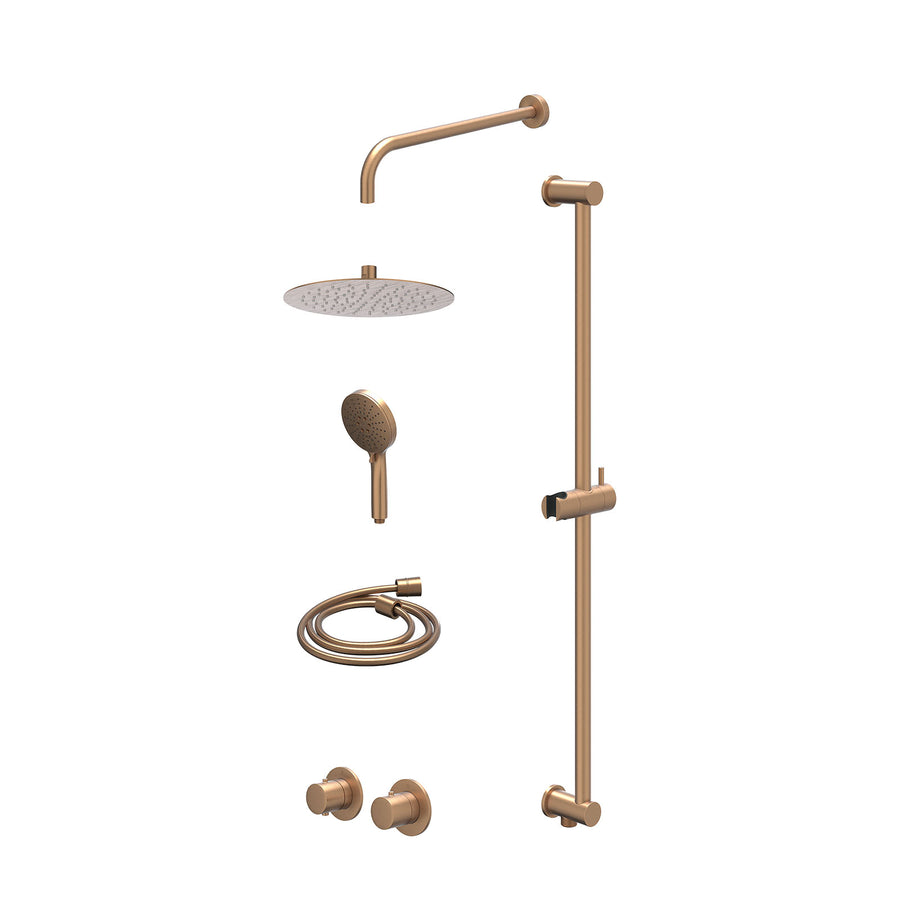 IVY Excl. inbouwbox regendoucheset inbouwthermostaatkraan met 2-weg stop-omstel symmetry, 40cm wandarm, R25cmSL, glijstang met uitlaat, doucheslang 150cm en 3-standen handdouche – 