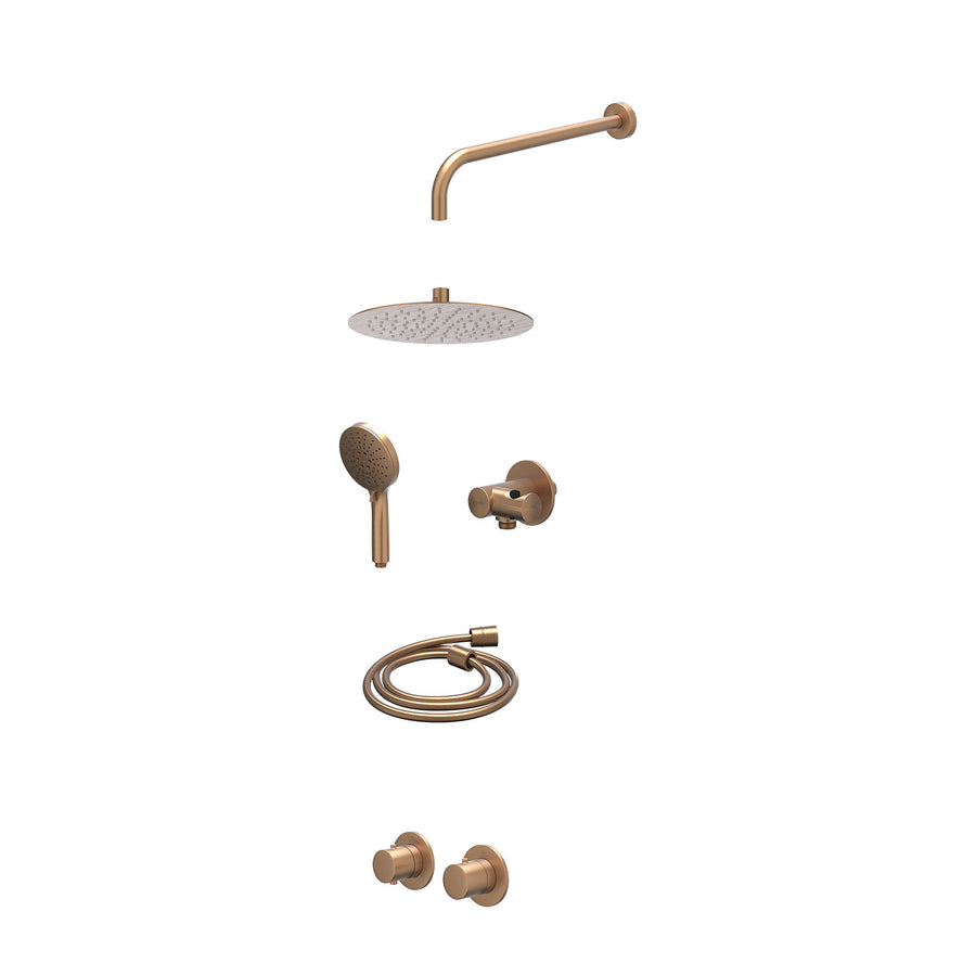 IVY Excl. inbouwbox regendoucheset inbouwthermostaatkraan met 2-weg stop-omstel symmetry, 40cm wandarm, R25cmSL, verstelbare steun met geïnt. uitlaat, doucheslang 150cm en 3-stande