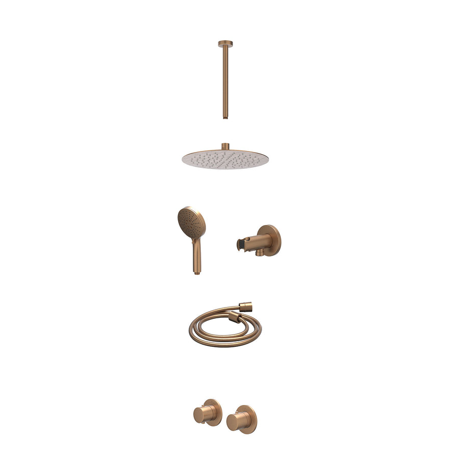 IVY Excl. inbouwbox regendoucheset inbouwthermostaatkraan met 2-weg stop-omstel symmetry, 30cm plafondbuis, R25cmSL, houder met uitlaat, doucheslang 150cm en 3-standen handdouche –