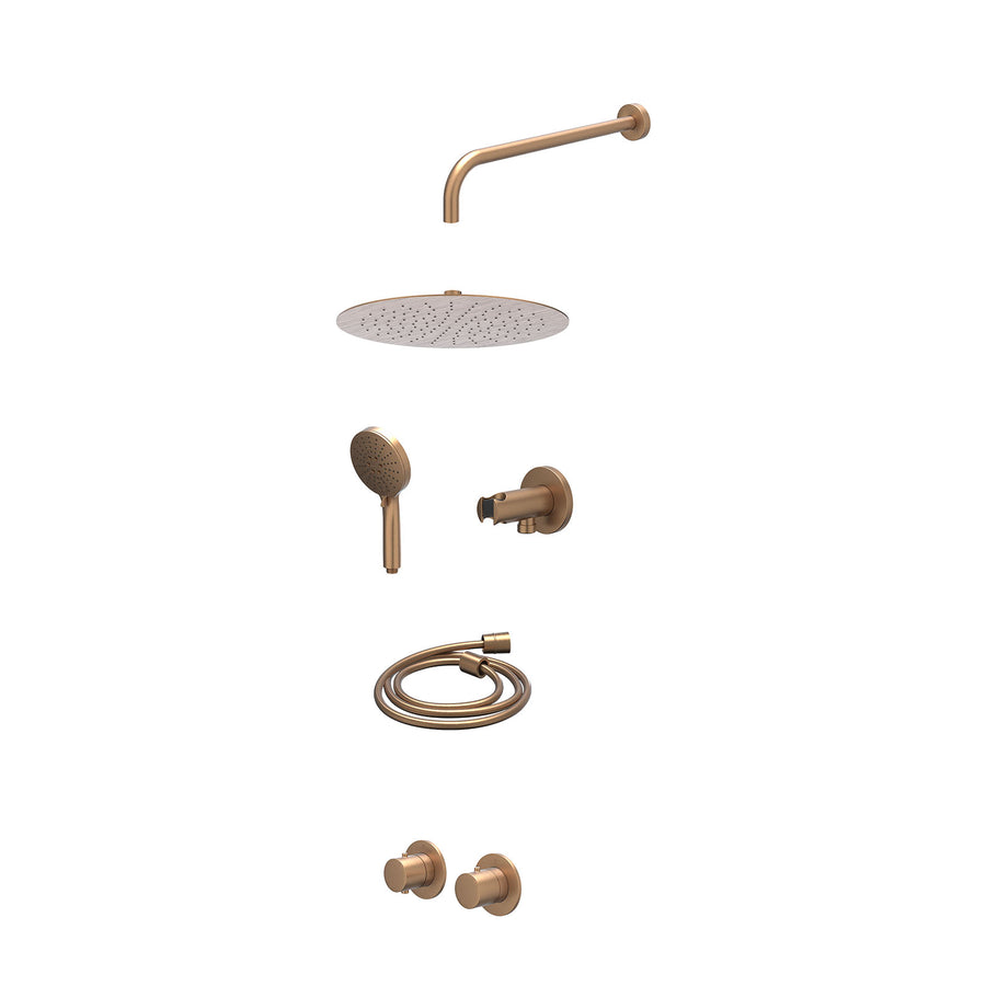 IVY Excl. inbouwbox regendoucheset inbouwthermostaatkraan met 2-weg stop-omstel symmetry, 40cm wandarm, R30cmSL, houder met uitlaat, doucheslang 150cm en 3-standen handdouche – Geb