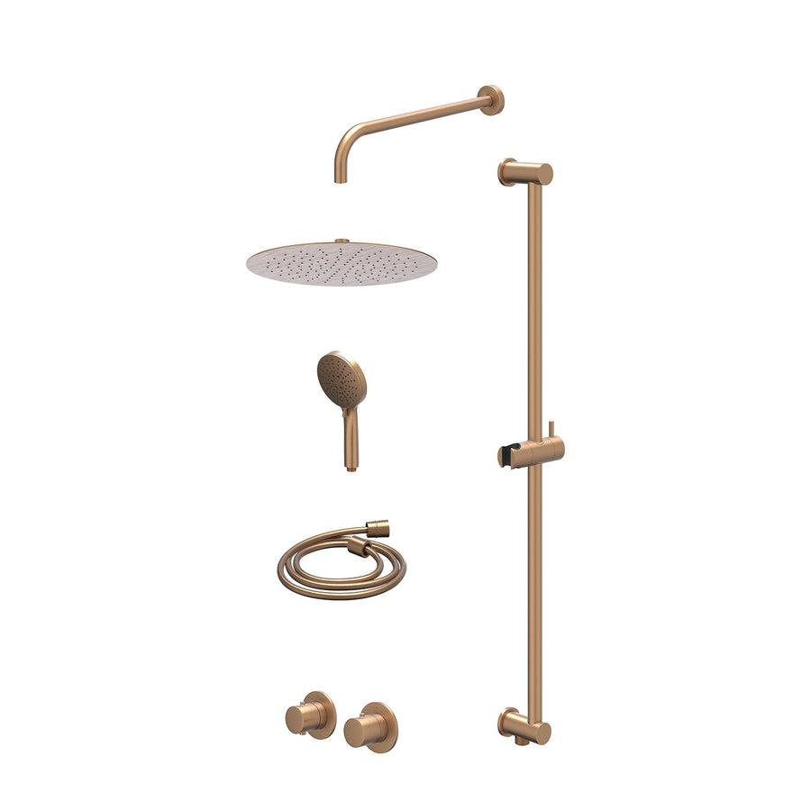 IVY Excl. inbouwbox regendoucheset inbouwthermostaatkraan met 2-weg stop-omstel symmetry, 40cm wandarm, R30cmSL, glijstang met uitlaat, doucheslang 150cm en 3-standen handdouche – 
