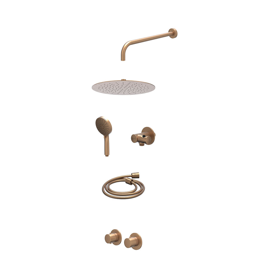 IVY Excl. inbouwbox regendoucheset inbouwthermostaatkraan met 2-weg stop-omstel symmetry, 40cm wandarm, R30cmSL, verstelbare steun met geïnt. uitlaat, doucheslang 150cm en 3-stande