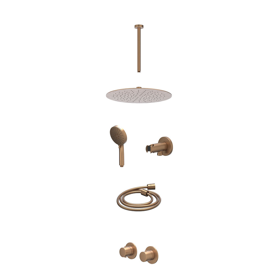 IVY Excl. inbouwbox regendoucheset inbouwthermostaatkraan met 2-weg stop-omstel symmetry, 30cm plafondbuis, R30cmSL, houder met uitlaat, doucheslang 150cm en 3-standen handdouche –