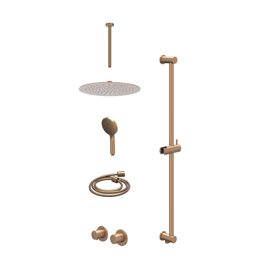 IVY Excl. inbouwbox regendoucheset inbouwthermostaatkraan met 2-weg stop-omstel symmetry, 30cm plafondbuis, R30cmSL, glijstang met uitlaat, doucheslang 150cm en 3-standen handdouch