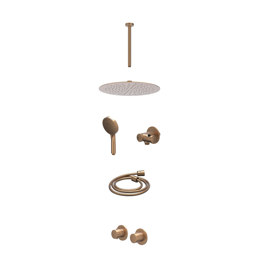 IVY Excl. inbouwbox regendoucheset inbouwthermostaatkraan met 2-weg stop-omstel symmetry, 30cm plafondbuis, R30cmSL, verstelbare steun met geïnt. uitlaat, doucheslang 150cm en 3-st