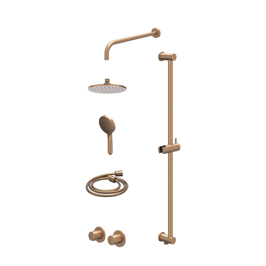 IVY Excl. inbouwbox regendoucheset inbouwthermostaatkraan met 2-weg stop-omstel symmetry, 40cm wandarm, R20cmME, glijstang met uitlaat, doucheslang 150cm en 3-standen handdouche – 