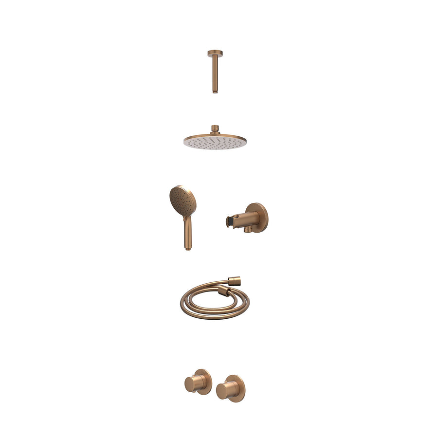 IVY Excl. inbouwbox regendoucheset inbouwthermostaatkraan met 2-weg stop-omstel symmetry, 15cm plafondbuis, R20cmME, houder met uitlaat, doucheslang 150cm en 3-standen handdouche –