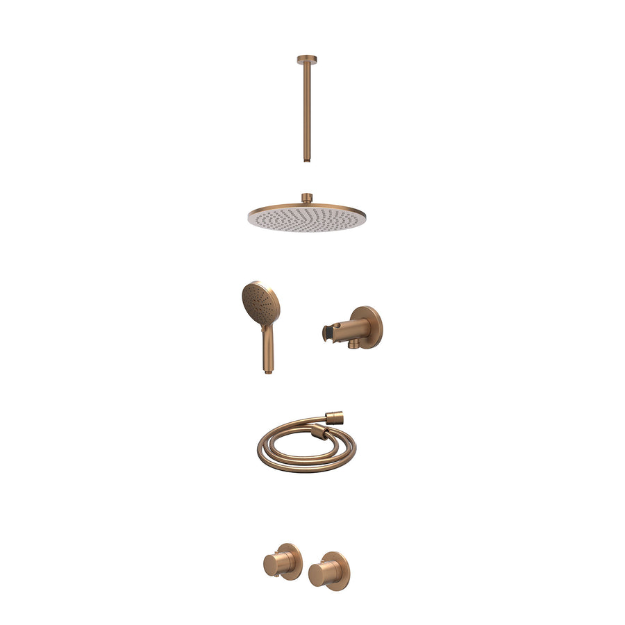 IVY Excl. inbouwbox regendoucheset inbouwthermostaatkraan met 2-weg stop-omstel symmetry, 30cm plafondbuis, R25cmME, houder met uitlaat, doucheslang 150cm en 3-standen handdouche –