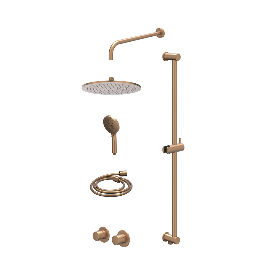 IVY Excl. inbouwbox regendoucheset inbouwthermostaatkraan met 2-weg stop-omstel symmetry, 40cm wandarm, R30cmME, glijstang met uitlaat, doucheslang 150cm en 3-standen handdouche – 
