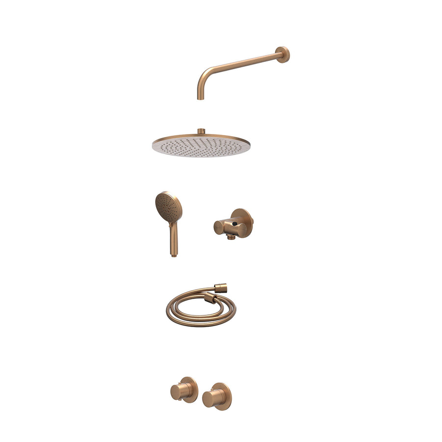 IVY Excl. inbouwbox regendoucheset inbouwthermostaatkraan met 2-weg stop-omstel symmetry, 40cm wandarm, R30cmME, verstelbare steun met geïnt. uitlaat, doucheslang 150cm en 3-stande