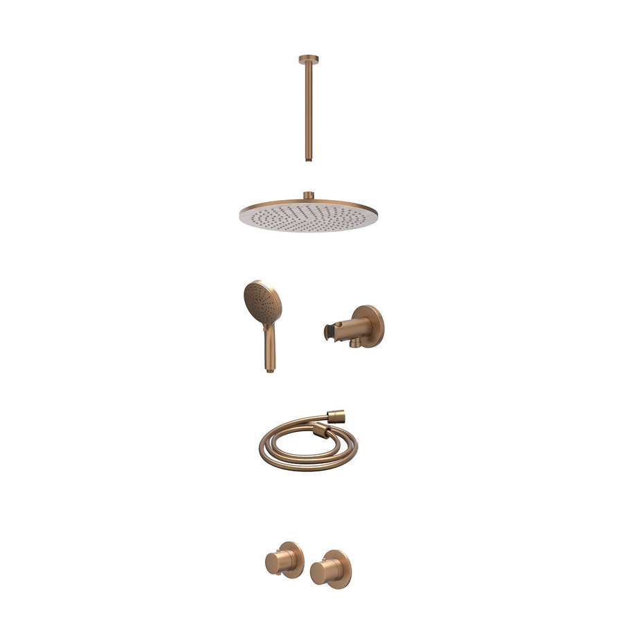 IVY Excl. inbouwbox regendoucheset inbouwthermostaatkraan met 2-weg stop-omstel symmetry, 30cm plafondbuis, R30cmME, houder met uitlaat, doucheslang 150cm en 3-standen handdouche –