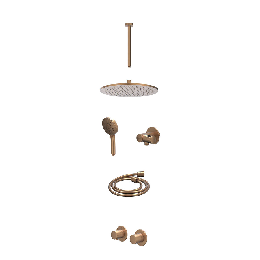 IVY Excl. inbouwbox regendoucheset inbouwthermostaatkraan met 2-weg stop-omstel symmetry, 30cm plafondbuis, R30cmME, verstelbare steun met geïnt. uitlaat, doucheslang 150cm en 3-st