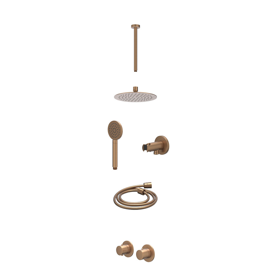 IVY Excl. inbouwbox regendoucheset inbouwthermostaatkraan met 2-weg stop-omstel symmetry, 30cm plafondbuis, R20cmSL, houder met uitlaat, doucheslang 150cm en satin spray handdouche