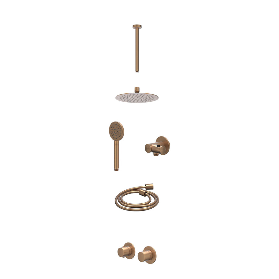 IVY Excl. inbouwbox regendoucheset inbouwthermostaatkraan met 2-weg stop-omstel symmetry, 30cm plafondbuis, R20cmSL, verstelbare steun met geïnt. uitlaat, doucheslang 150cm en sati