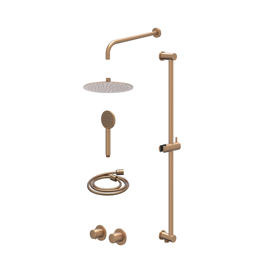 IVY Excl. inbouwbox regendoucheset inbouwthermostaatkraan met 2-weg stop-omstel symmetry, 40cm wandarm, R25cmSL, glijstang met uitlaat, doucheslang 150cm en satin spray handdouche 