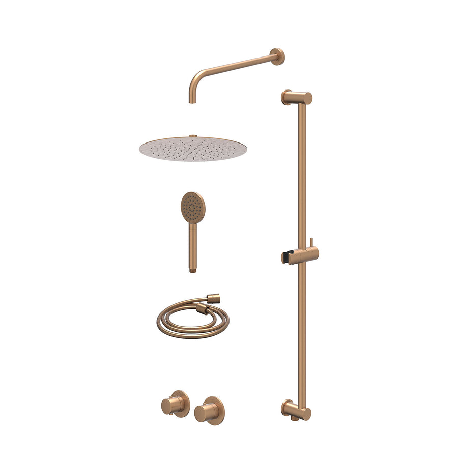 IVY Excl. inbouwbox regendoucheset inbouwthermostaatkraan met 2-weg stop-omstel symmetry, 40cm wandarm, R30cmSL, glijstang met uitlaat, doucheslang 150cm en satin spray handdouche 