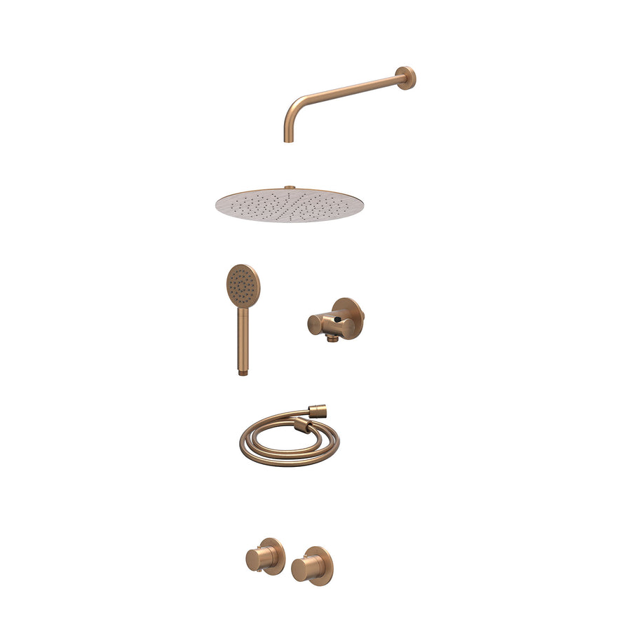 IVY Excl. inbouwbox regendoucheset inbouwthermostaatkraan met 2-weg stop-omstel symmetry, 40cm wandarm, R30cmSL, verstelbare steun met geïnt. uitlaat, doucheslang 150cm en satin sp