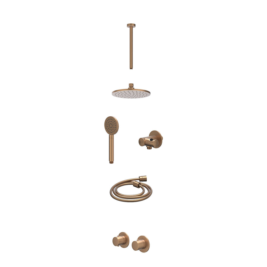 IVY Excl. inbouwbox regendoucheset inbouwthermostaatkraan met 2-weg stop-omstel symmetry, 30cm plafondbuis, R20cmME, verstelbare steun met geïnt. uitlaat, doucheslang 150cm en sati