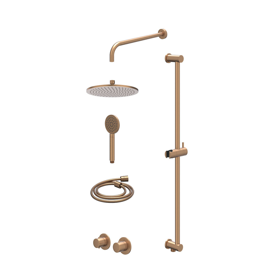 IVY Excl. inbouwbox regendoucheset inbouwthermostaatkraan met 2-weg stop-omstel symmetry, 40cm wandarm, R25cmME, glijstang met uitlaat, doucheslang 150cm en satin spray handdouche 
