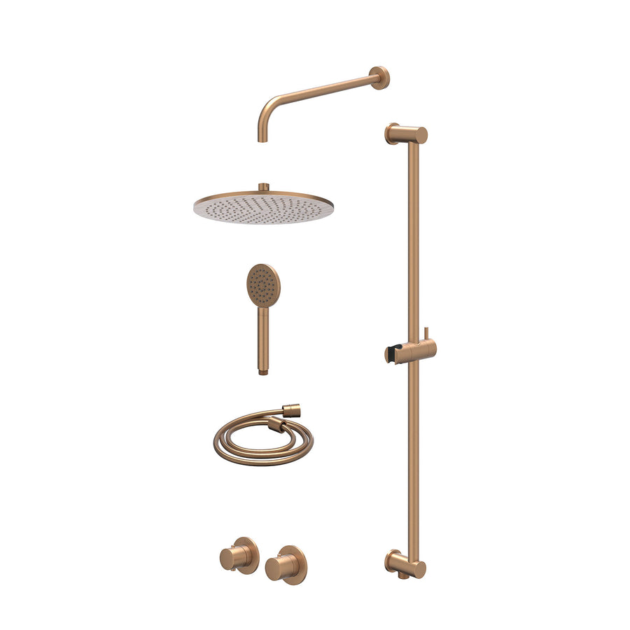 IVY Excl. inbouwbox regendoucheset inbouwthermostaatkraan met 2-weg stop-omstel symmetry, 40cm wandarm, R30cmME, glijstang met uitlaat, doucheslang 150cm en satin spray handdouche 