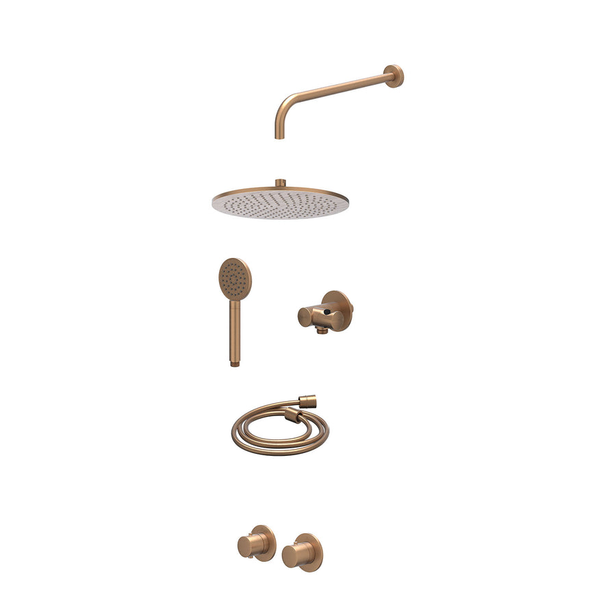 IVY Excl. inbouwbox regendoucheset inbouwthermostaatkraan met 2-weg stop-omstel symmetry, 40cm wandarm, R30cmME, verstelbare steun met geïnt. uitlaat, doucheslang 150cm en satin sp