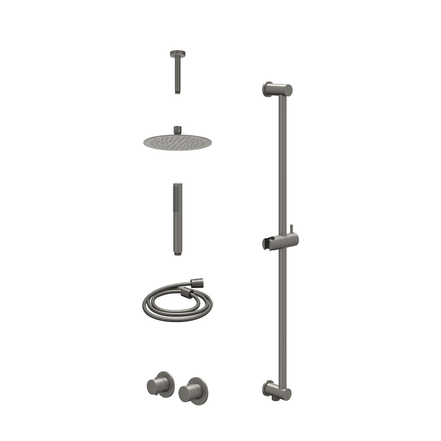IVY Excl. inbouwbox regendoucheset inbouwthermostaatkraan met 2-weg stop-omstel symmetry, 15cm plafondbuis, R20cmSL, glijstang met uitlaat, doucheslang 150cm en staafmodel – Gebr. 