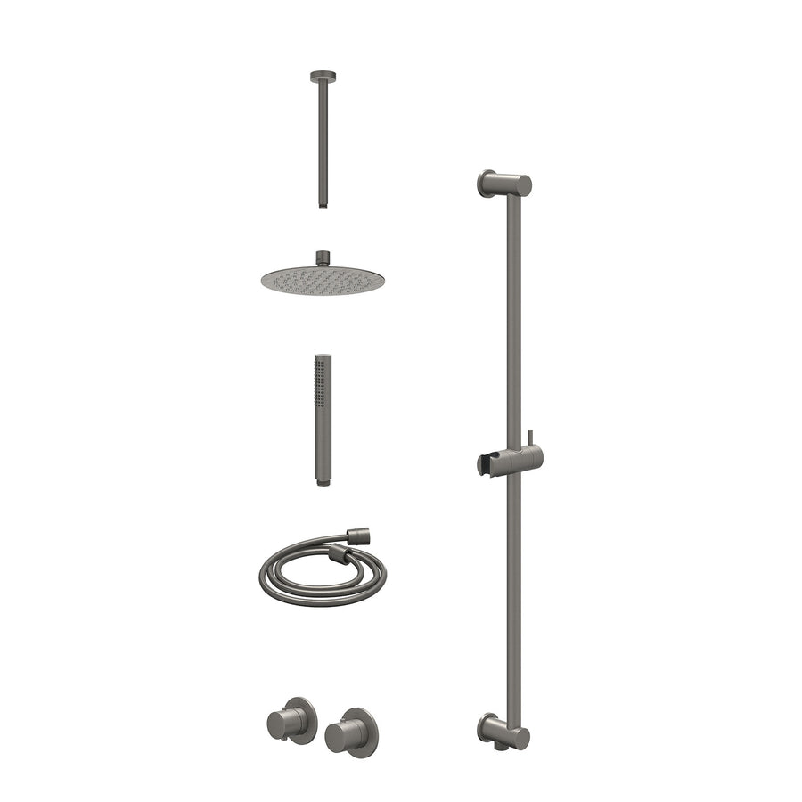 IVY Excl. inbouwbox regendoucheset inbouwthermostaatkraan met 2-weg stop-omstel symmetry, 30cm plafondbuis, R20cmSL, glijstang met uitlaat, doucheslang 150cm en staafmodel – Gebr. 